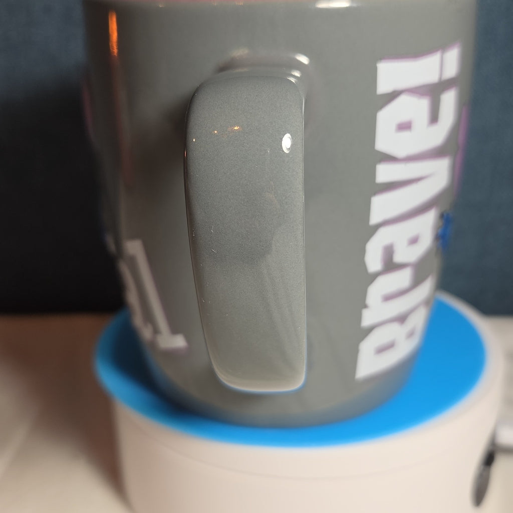 Disney Parks Stitch Loyal Brave Grey Ceramic Mug Pink Inside
