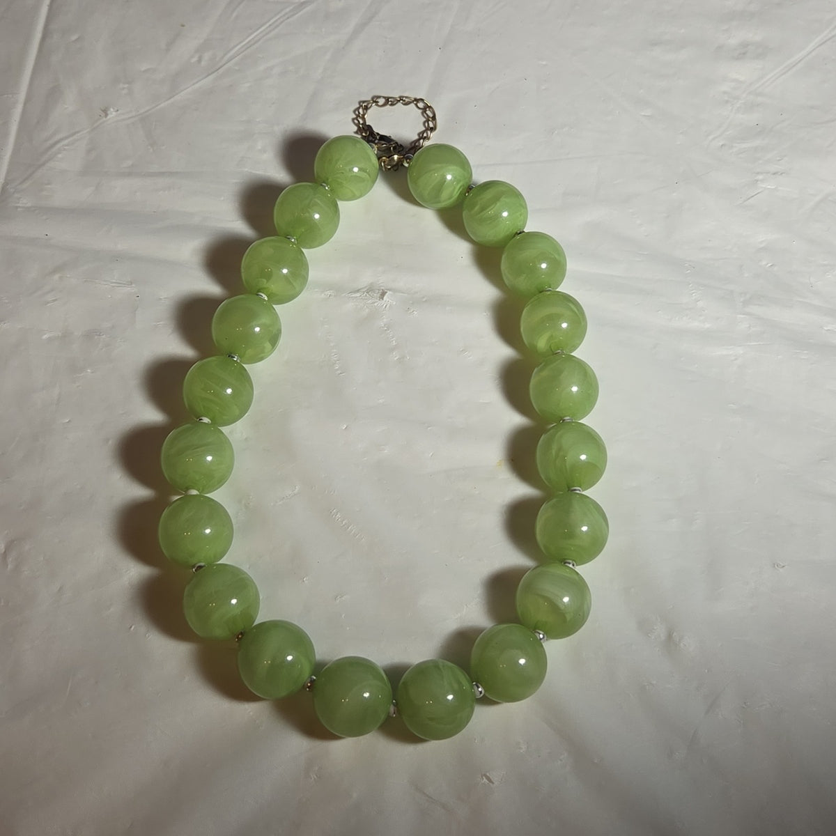 Chunky Bead Necklace Marbled Green Acrylic Retro Y2K PreOwned