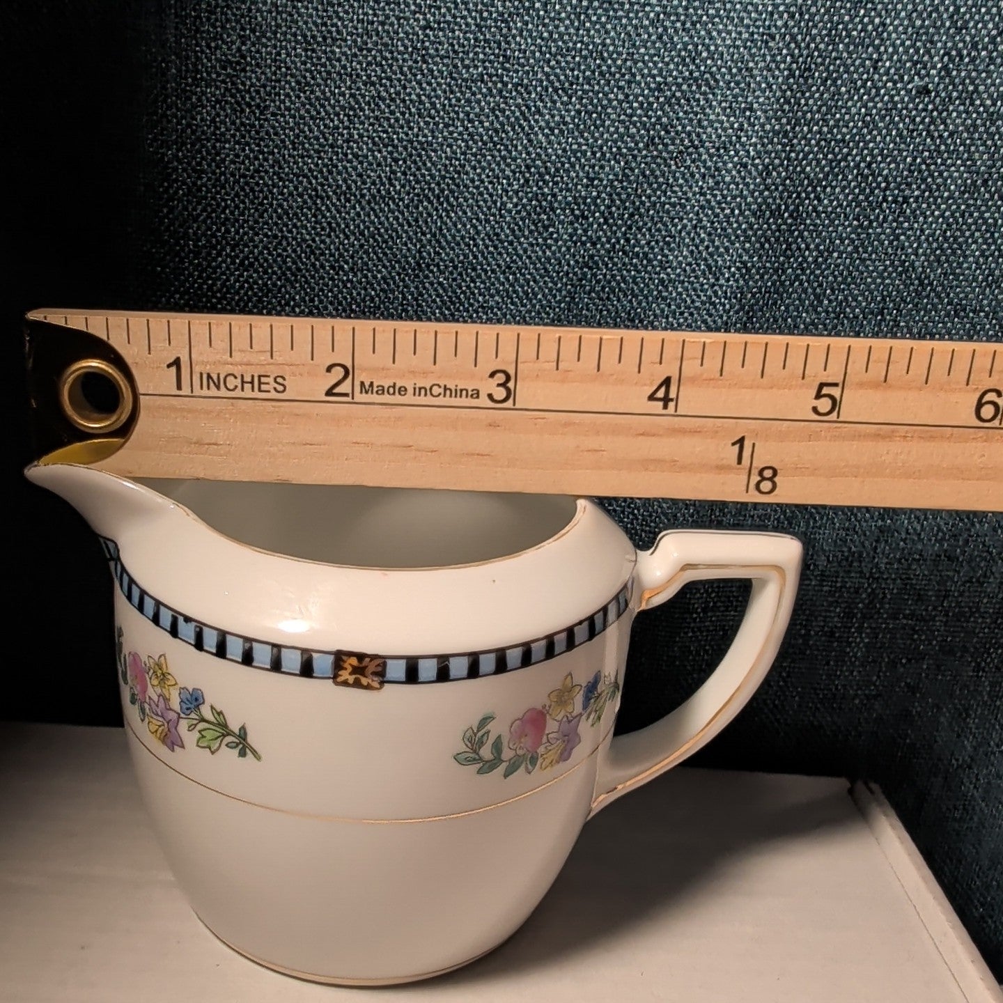 Vintage Noritake Sheridan Creamer Pitcher Art Deco Floral 1920s Gold Japan 3"