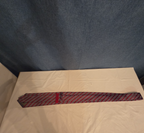 Bergamo New York Tie Burgundy Red Silver Striped Mens Silk Necktie Regimental
