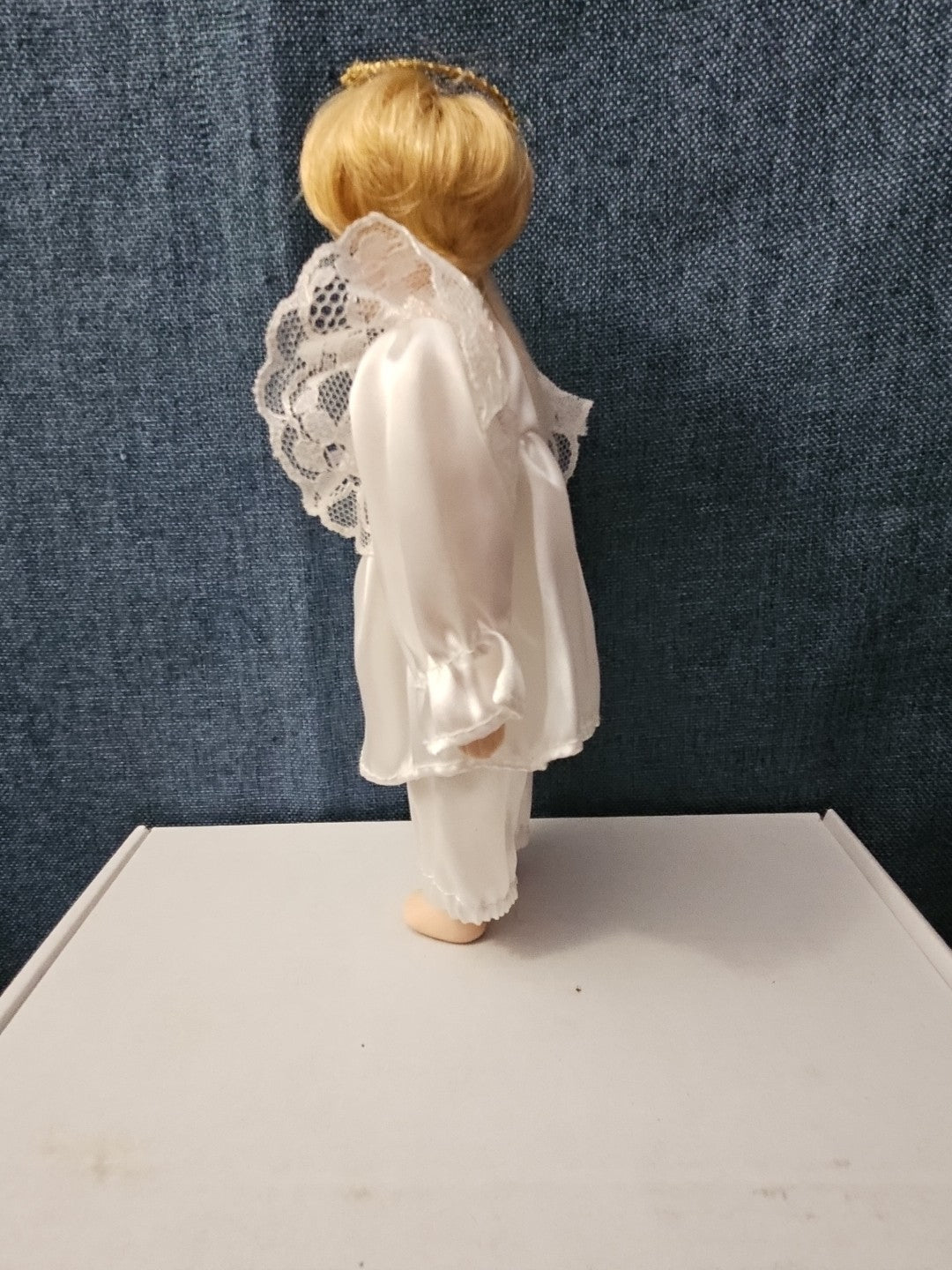 Vintage Porcelain Angel Doll | Blonde Guardian Angel with Halo