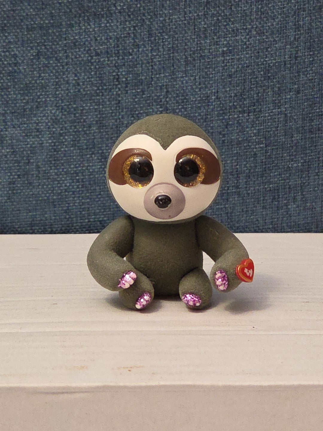 TY Mini Boos Series 4 Dangler The Sloth Figure | 2" Flocked Collectible | Glitte