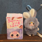 Baby Three Super Mini Bunny Letter S Gray Plush Bag Charm Pendant