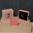 Pixie The Penguin Letter X Necklace Rose Gold Tone Puffy Coquette NIB