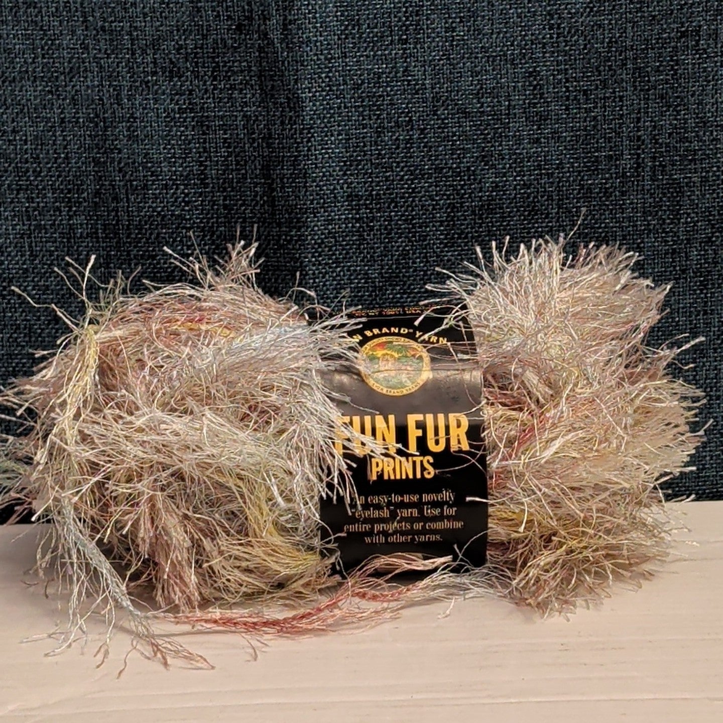 Lion Brand Fun Fur Prints Yarn 1 Skein Sandstone 225 Made in Italy Eyelash NOS