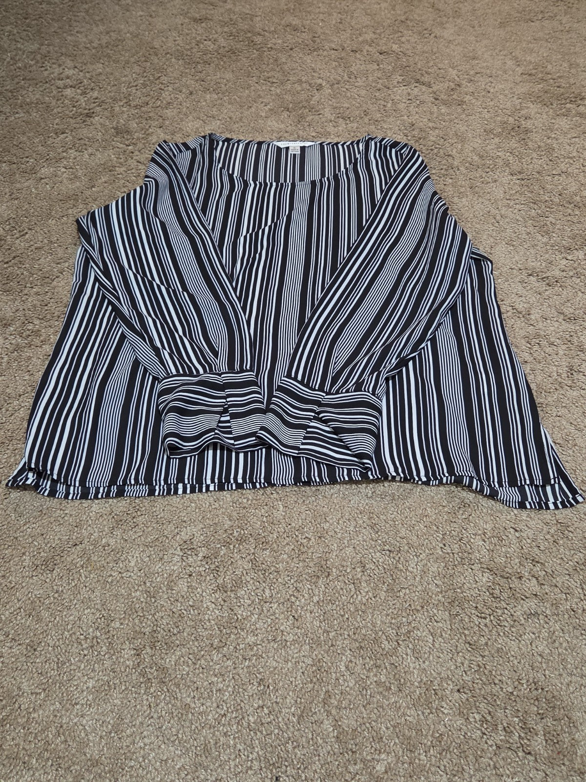 Counterparts Striped Blouse Women XL Black White Long Sleeve Top