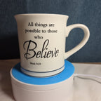 Home Essentials Believe Mark 9:23 White Ceramic Mug 12oz Inspirational
