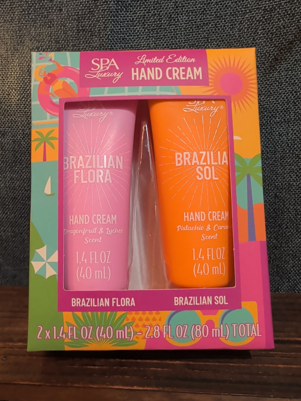 Spa Luxury Brazilian Sol Flora Hand Cream Duo Pistachio Lychee NIB