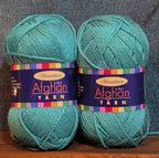 Herrschners Afghan Yarn 2 Ply Teal Acrylic 2 Skein Lot 0036