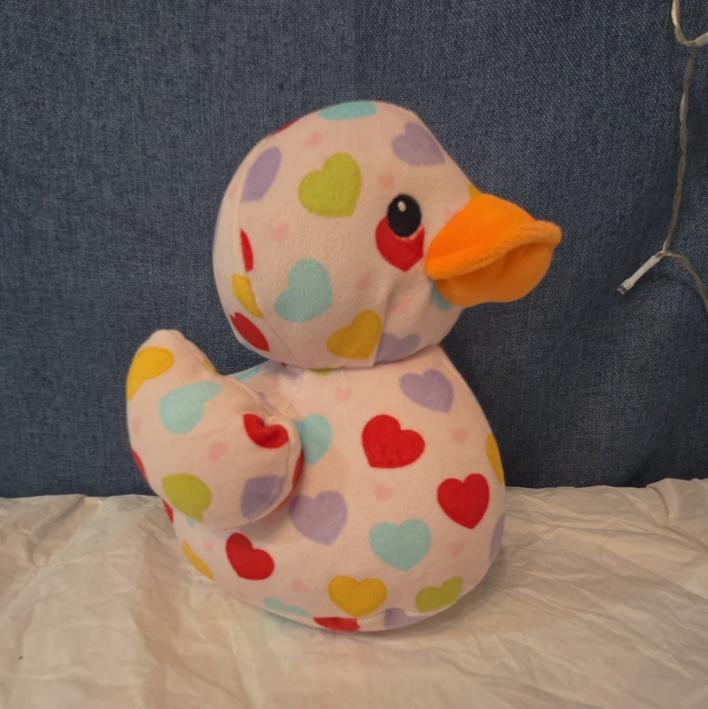 Way To Celebrate Duck Plush Heart Print Pastel Kawaii