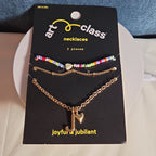 Target Art Class Initial J Necklace Set 3Pk Gold Tone Beaded
