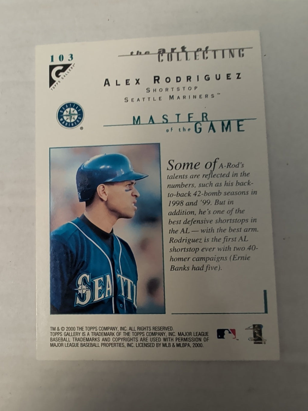 2000 Topps Gallery - Masters of the Game Alex Rodriguez #103