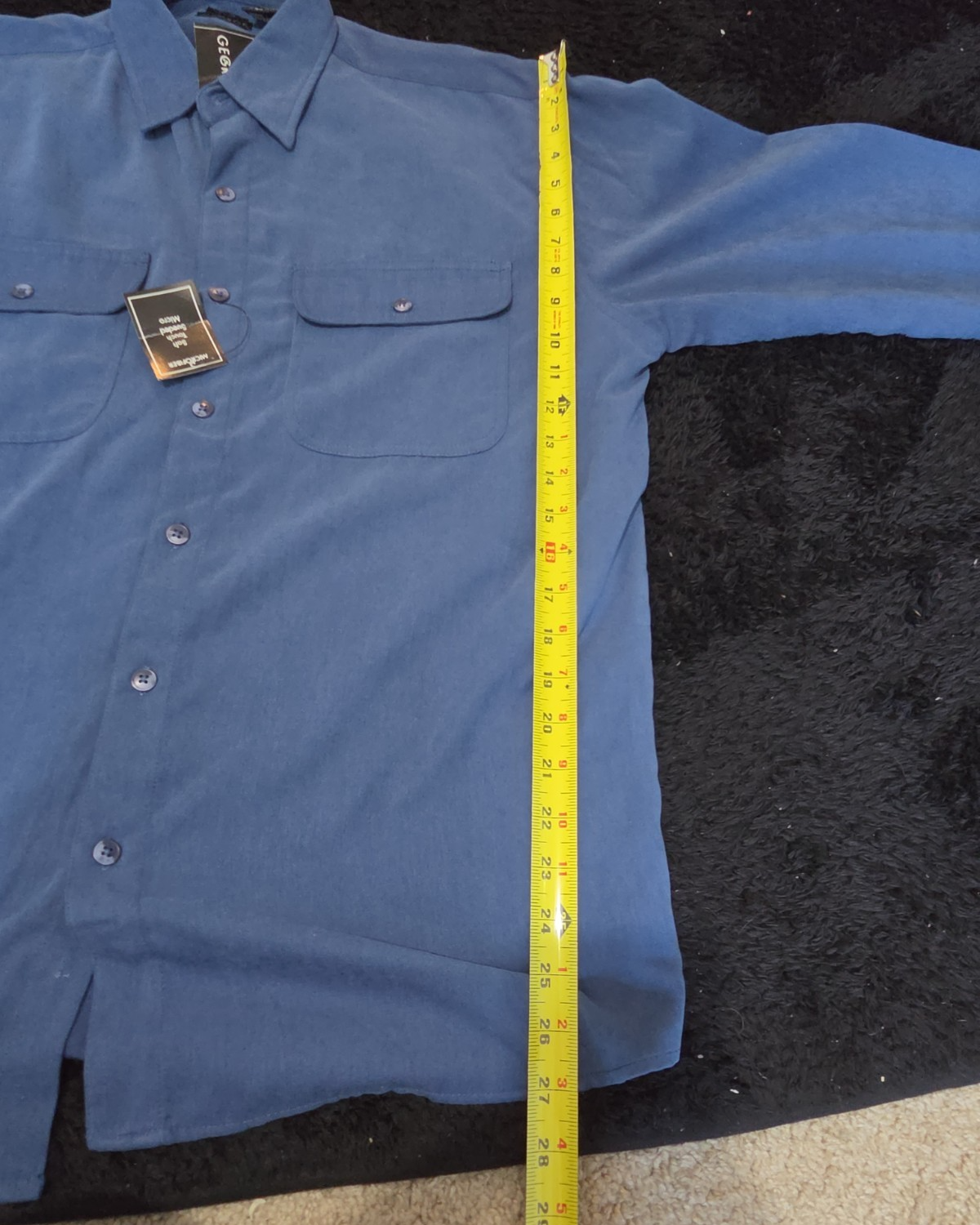 George Sueded Shirt Mens M Blue Long Sleeve Button Up NWT