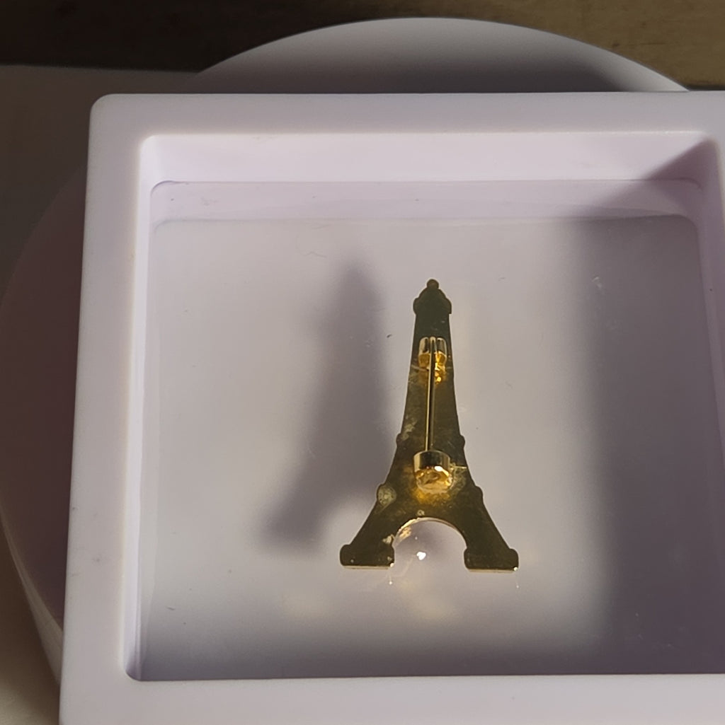 Paris Eiffel Tower Enamel Metal Brooch Vintage Pin