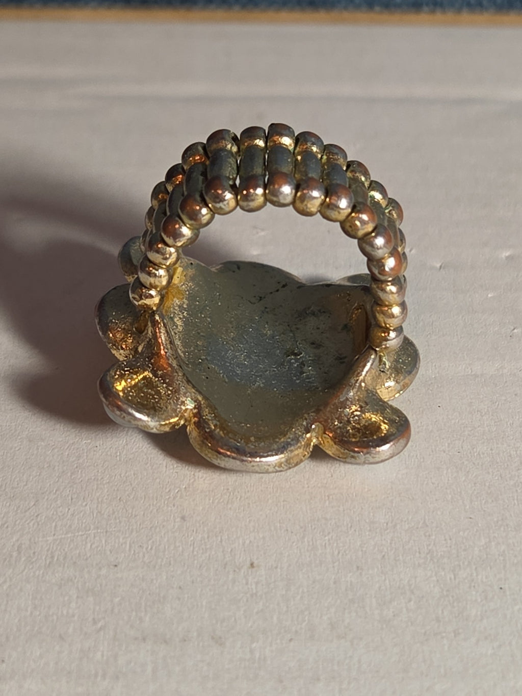 Sarah Coventry Pearl Rhinestone Flower Ring Vintage  Adjustable