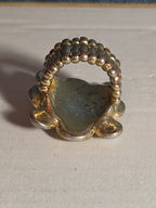 Sarah Coventry Pearl Rhinestone Flower Ring Vintage  Adjustable