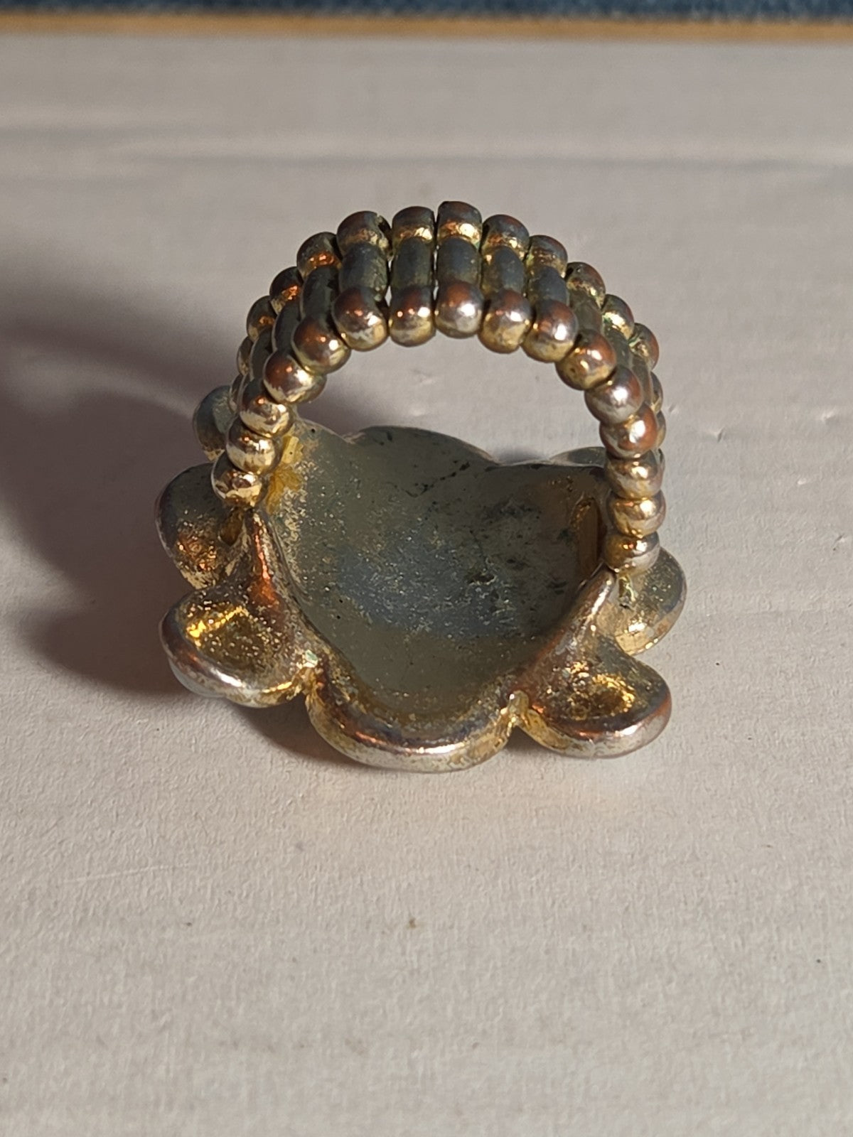 Sarah Coventry Pearl Rhinestone Flower Ring Vintage  Adjustable