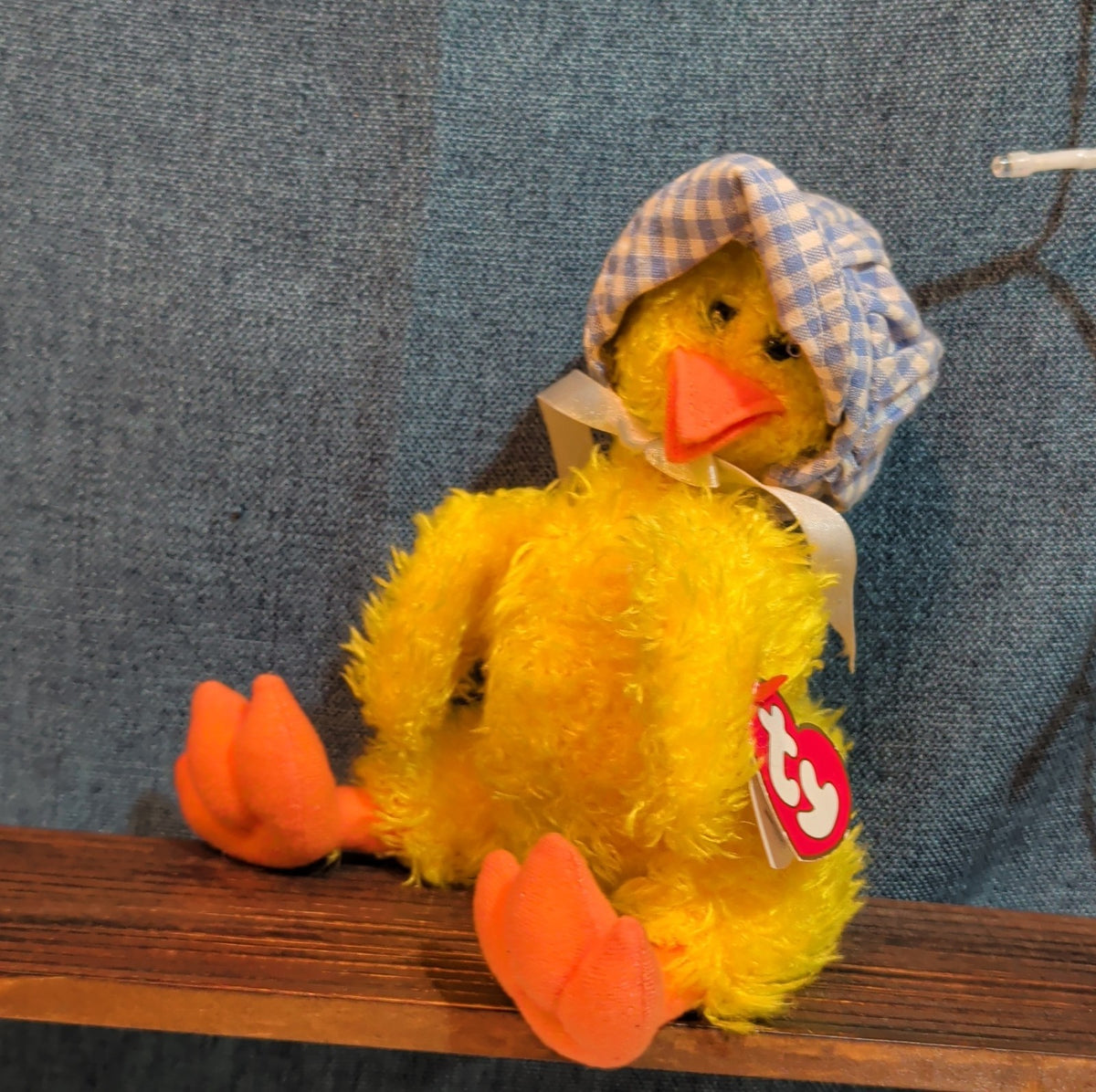 Ty Bonnie Yellow Baby Chick Plush Gingham Bonnet 1993 Vintage