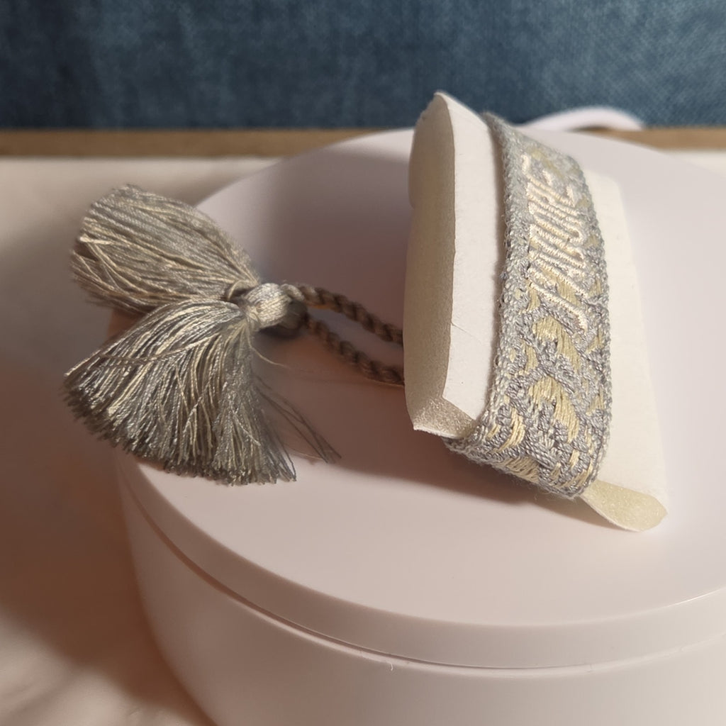J'Adore Woven Friendship Bracelet Grey Tassel Designer Inspired