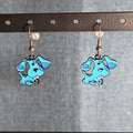Blue Paw Print Dangle Earrings Cute Pet Lover Enamel Hook Drop Jewelry