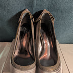 J Renee Silver Sparkly Bow Pumps 8.5 M Pointed Toe Metallic Satin
