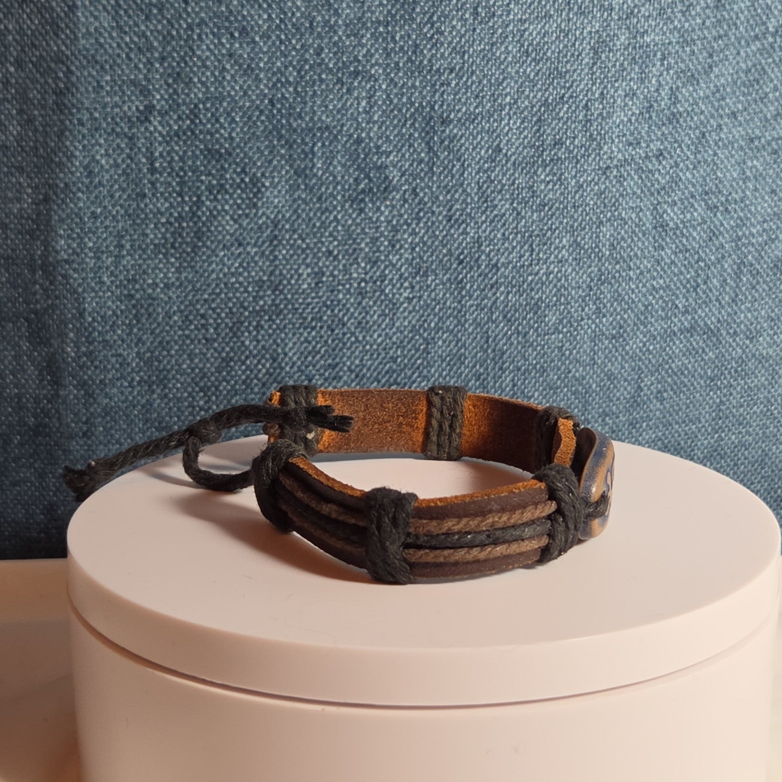 Leather Hemp Tribal Wrap Bracelet