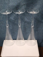 Set of 3 Tall Champagne Flutes | 9.5" Trumpet Shape | Elegant Clear Glass