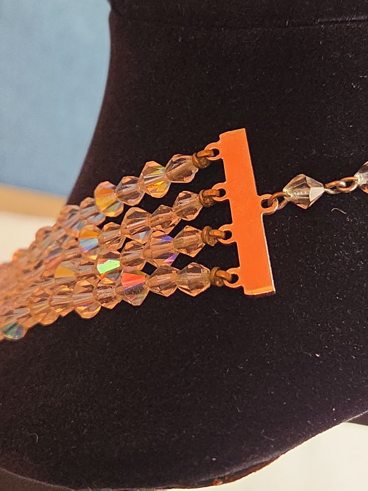 Deltah 4-Strand Aurora Borealis Crystal Necklace Vintage Glam