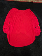 Michael Kors Blouse Red Zip Top Women Large Roll Tab Sleeve Jersey Shirt Used