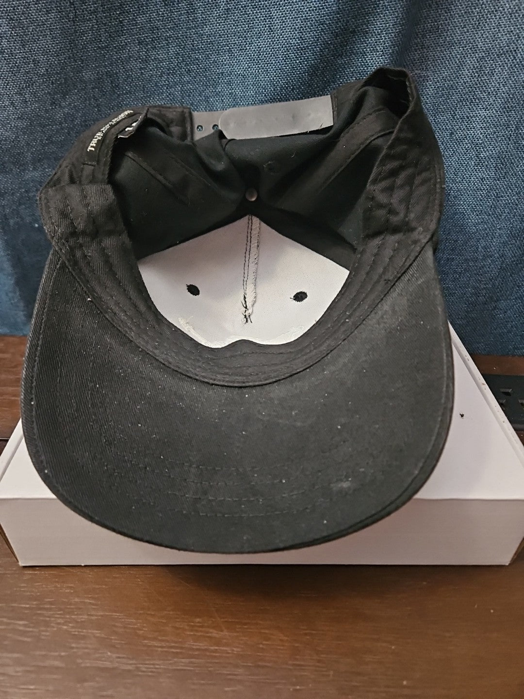 True Religion Hat Black Baseball Cap Buddha Design Adjustable Snapback Mens