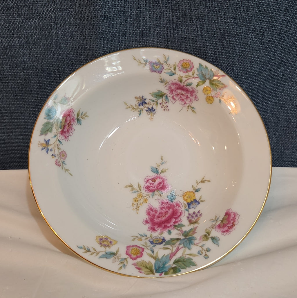 Noritake Peony 5053 China 7.5" Soup Bowl Floral Gold Rim Vintage