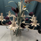 Vintage Floral Chandelier 6-Arm | Purple Tulips MCM | Hollywood | Tested