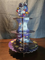 Outer Space 3-Tier Cupcake Stand LED Light Rocket Astronaut Birthday Party Decor