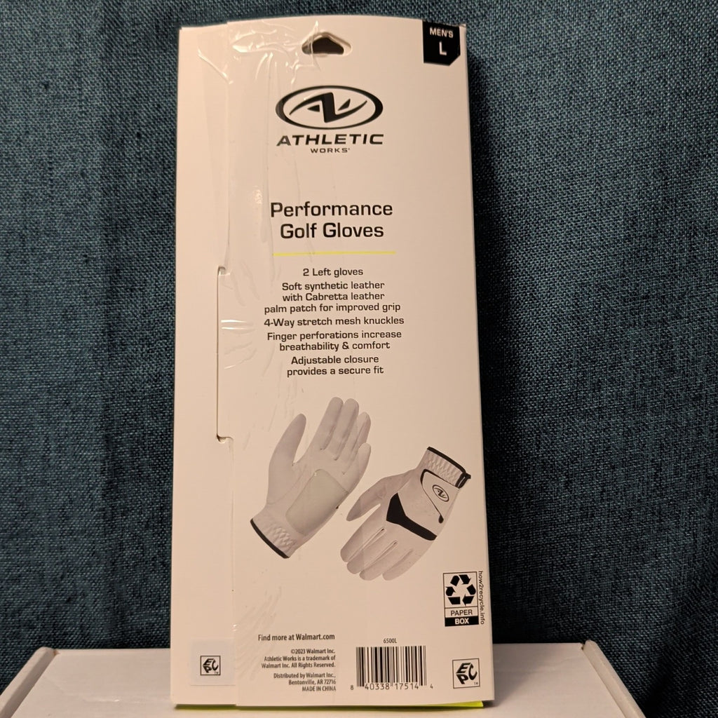 NEW Athletic Works Performance Golf Gloves 2-Pack | Size L | 2 Left Hand Gloves