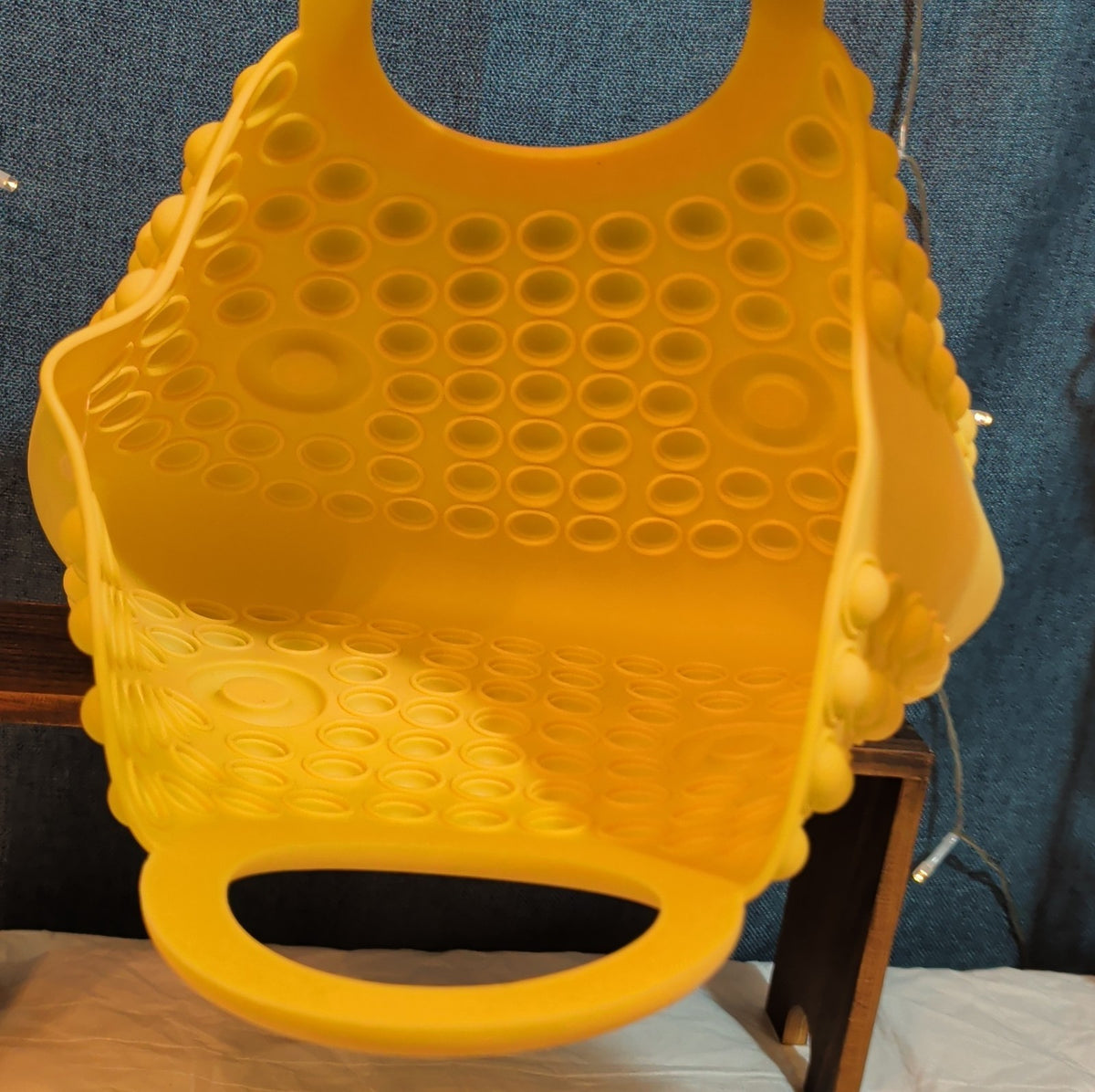 Large Yellow Pop Fidget Toy Silicone Handbag Tote Blue Eyes Kidcore