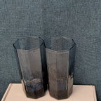 Set of 4 Libbey FACETS Cobalt Blue Glasses | 8-Panel Octagon Highball Tumblers
