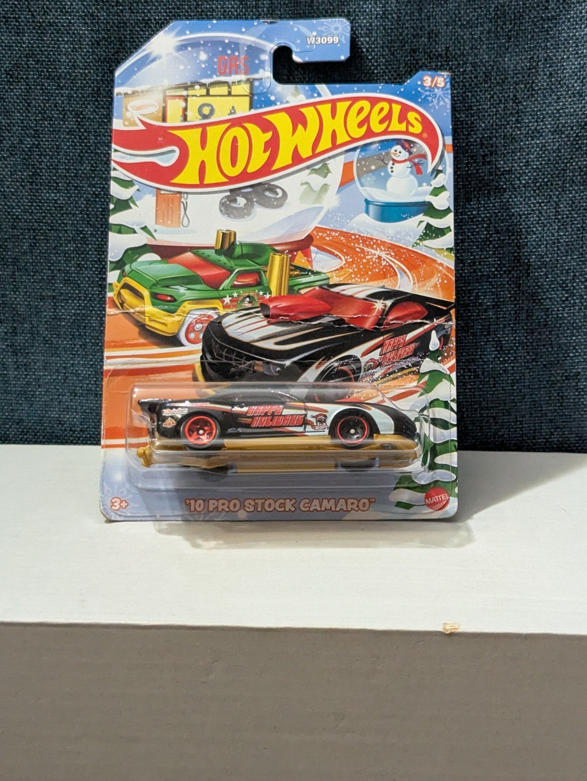 Hot Wheels 2010 Pro Stock Camaro Holiday Racers | Black Happy Holidays Car