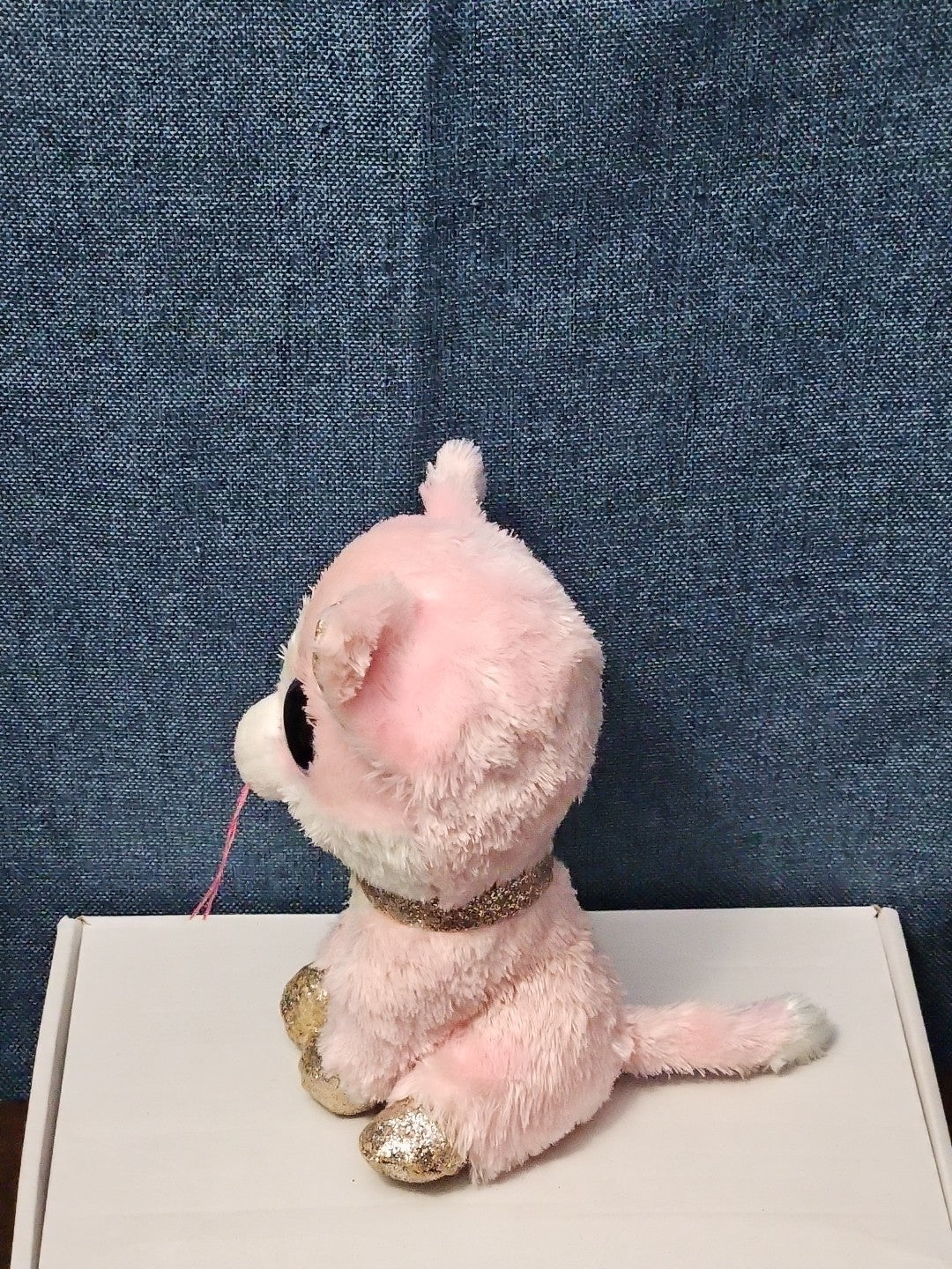 Ty Beanie Boos Fiona Pink Cat Plush | Glitter Eyes & Gold Feet | 6-9"