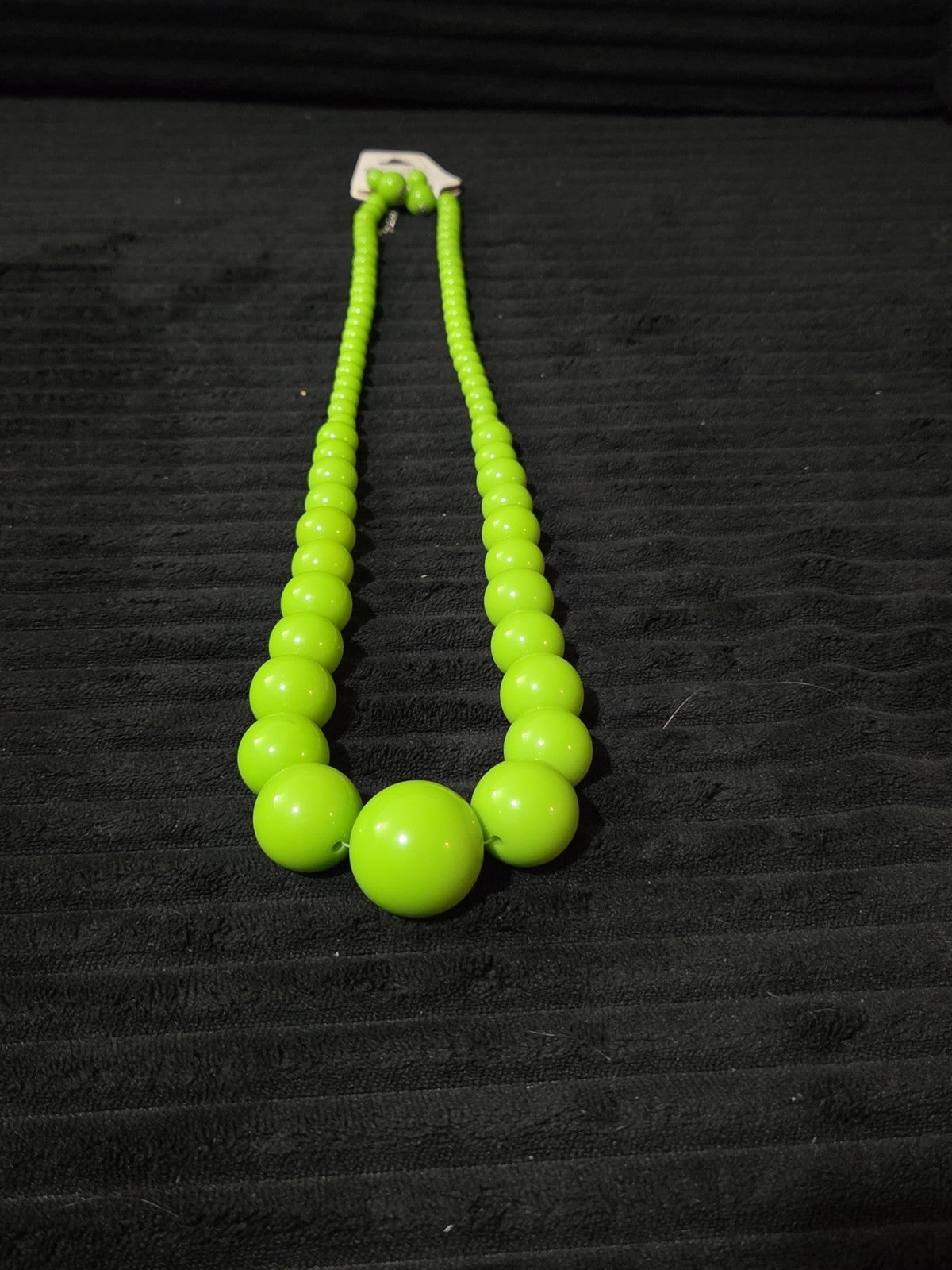 Chunky Bubblegum Bead Necklace Earring Set Green Retro New On Card