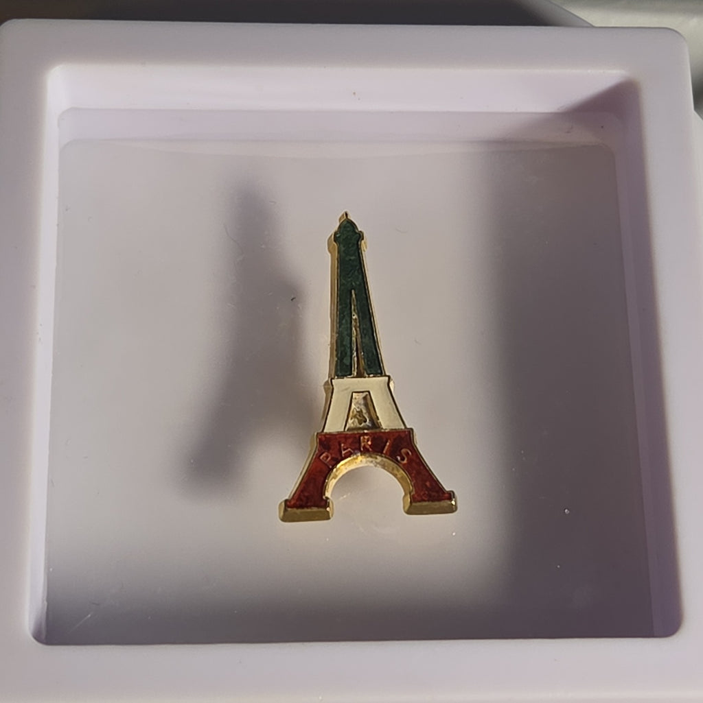 Paris Eiffel Tower Enamel Metal Brooch Vintage Pin