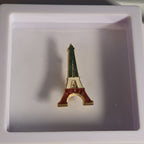 Paris Eiffel Tower Enamel Metal Brooch Vintage Pin