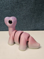 Mini Articulated Brontosaurus Fidget Toy | 3D Printed Dinosaur | Pink Purple