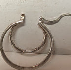 Double Hoop 925 Sterling Silver Textured Y2K