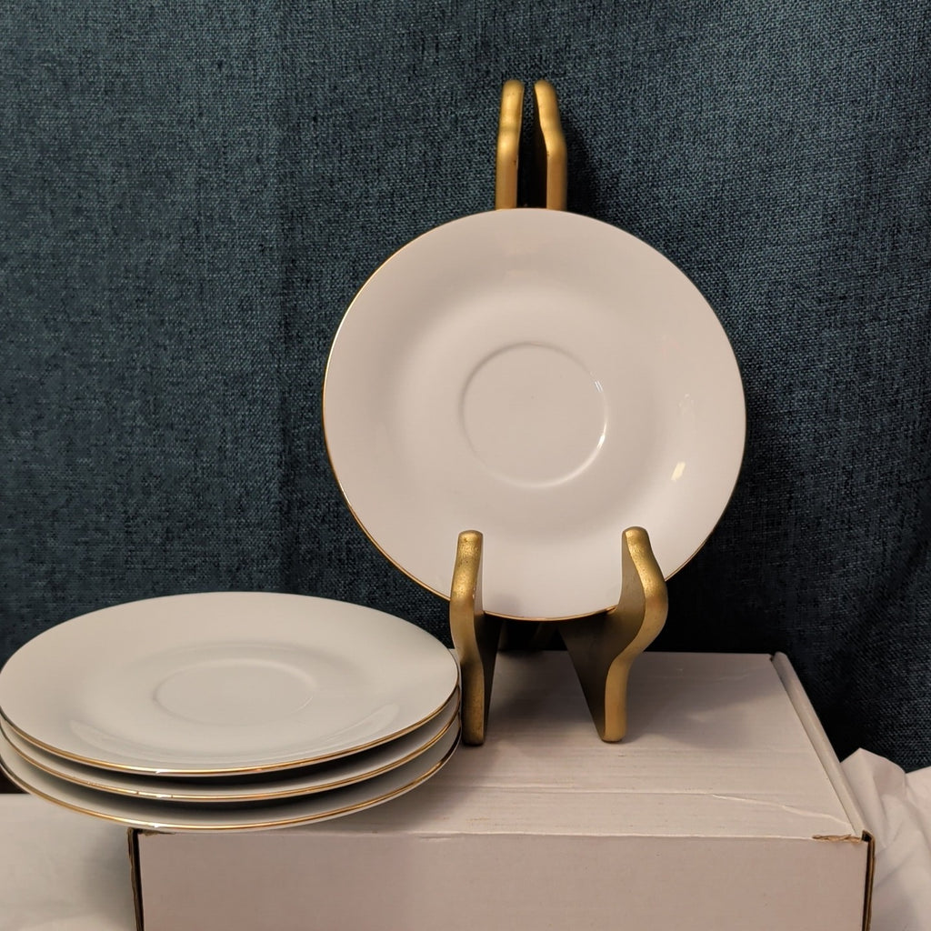 Set of 4 Sea Gull Fine China Saucers 6" | Jian Shang Gold Trim | Replacement