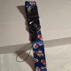 Blue Floral Phone Lanyard Quick Release Detachable Strap Loop