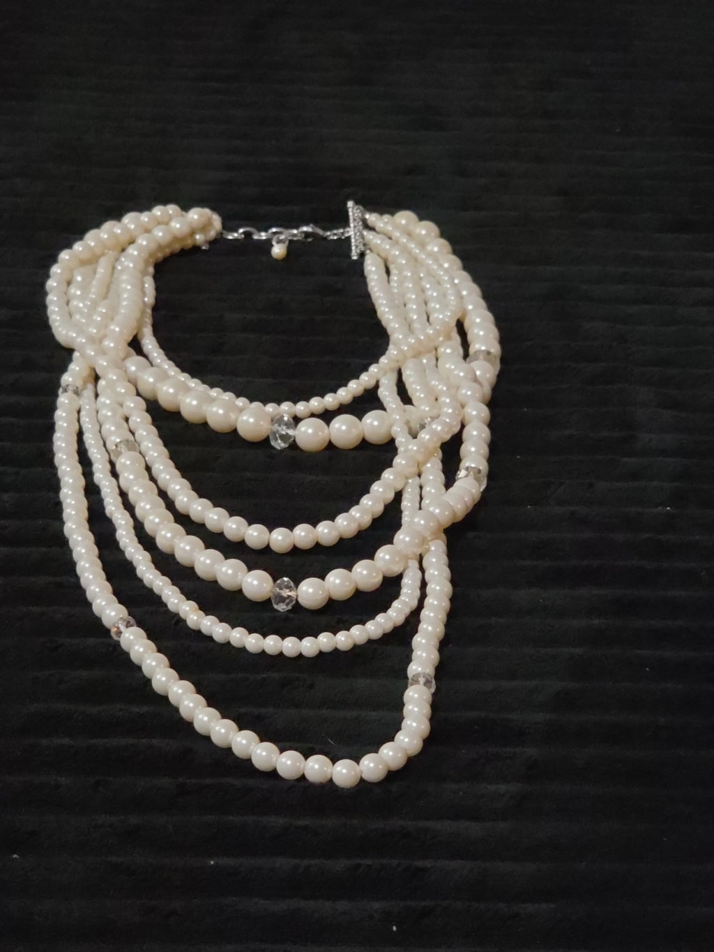 Multi Layered Faux Pearl Statement Necklace Coquette Vibe