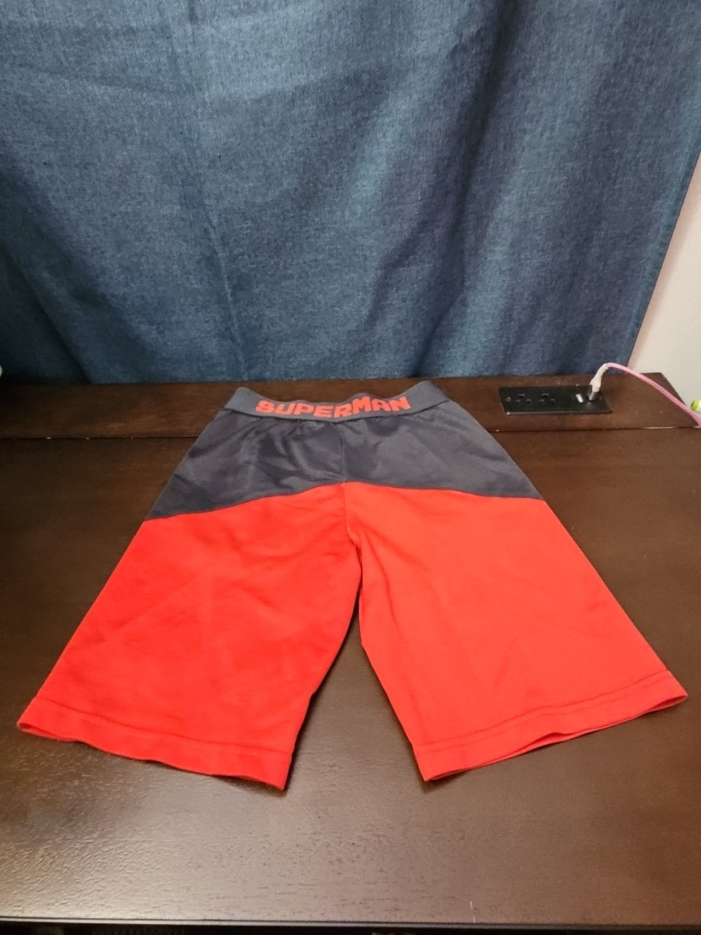 DC Comics Superman Boys Athletic Shorts Size S 6/7 Grey Red Mesh Gym Shorts