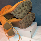 Chunky Platform Heel Combat Boot Faux Suede Mustard Y2K  Size 10