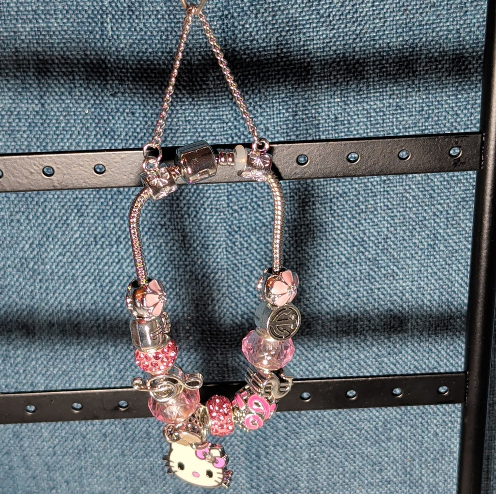 Hello Kitty Charm Bracelet Pink Rhinestone Y2K Kawaii