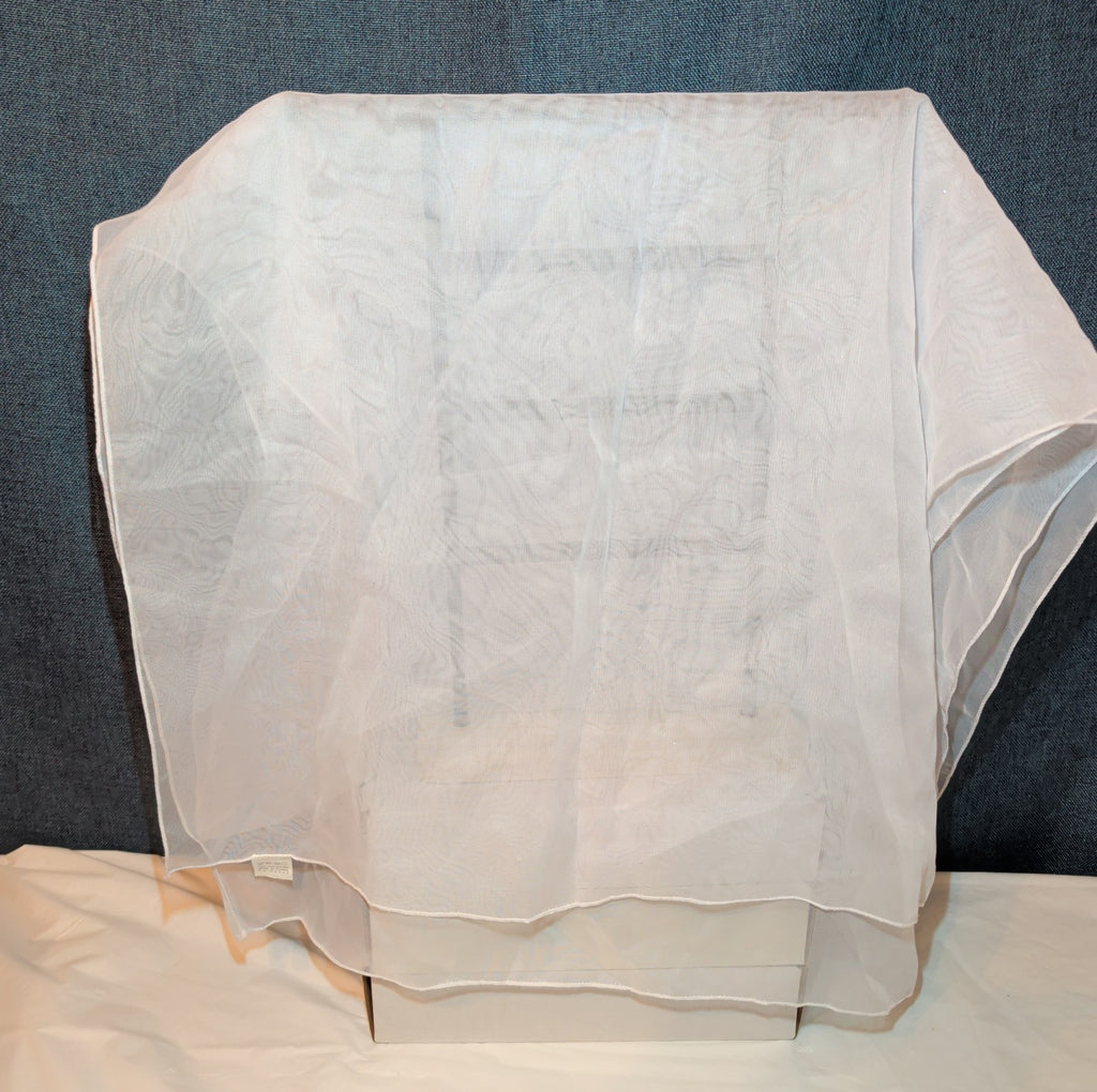 White Chiffon Evening Shawl Wrap Capelet Bridal Pre-Owned 67x21
